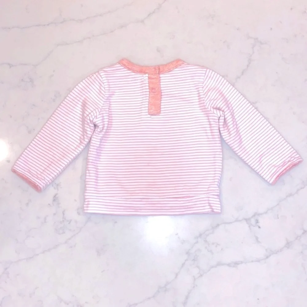 EUC Gap Baby Girls’ Pink Heather Stripe Reversible Sweatshirt/ Top (6-12m) - Picture 4 of 7